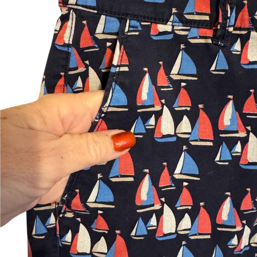 Talbot's Navy Sailboat-Print Shorts Size: 10 #H - Picture 3 of 8